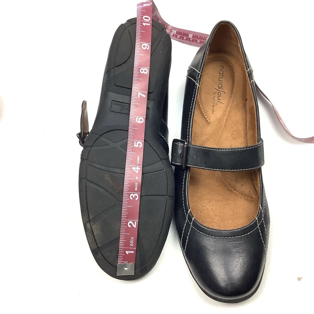 Naturalizer Mary Jane Flats Women 8.5 Black Leather Comfort Shoes Dark Academia - Picture 11 of 12